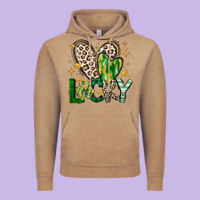 Lucky Saint Patricks Day Vintage Hoodie Designed By Cowhidedigitalart