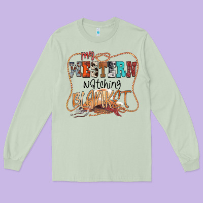 My Western Watching Blanket Long Sleeve Tee Designed By Cowhidedigitalart