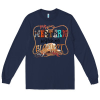 Navy My Western Watching Blanket Long Sleeve Tee - CowhideDigitalArt