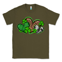 Army Green st patricks day western hearts Classic Tee - Artiststas