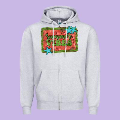 Summer Vibes Watermelon Zipper Hoodie Designed By Jahusdesignshop