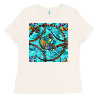 Bone Lake Babe And Fish With Camouflage Seamless Pattern Ladies Tee - BundleAndBundleShop