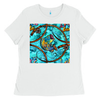 White Lake Babe And Fish With Camouflage Seamless Pattern Ladies Tee - BundleAndBundleShop