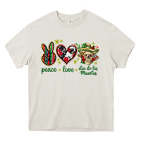 Cream Peace love dia de los muertos Mexico Heavy Core Tee - HowdyJamesFarm