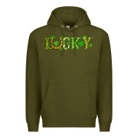 Army Green st. patrick's day lucky with clovers and horseshoe Premium Hoodie - RanaPortraitStore