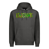 Charcoal Heather st. patrick's day lucky with clovers and horseshoe Premium Hoodie - RanaPortraitStore