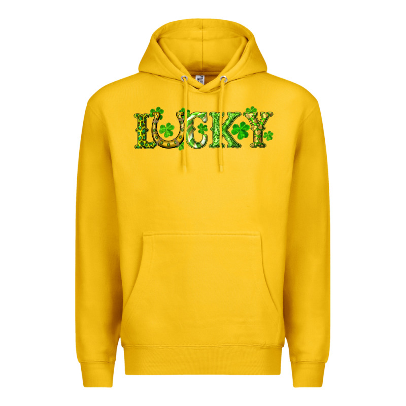 St. Patrick's Day Lucky With Clovers And Horseshoe Premium Hoodie by RanaPortraitStore | Teevron