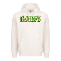 Pale Pink st. patrick's day lucky with clovers and horseshoe Premium Hoodie - RanaPortraitStore