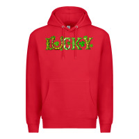 Red st. patrick's day lucky with clovers and horseshoe Premium Hoodie - RanaPortraitStore
