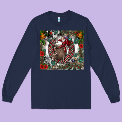 Rodeo Santa Long Sleeve Tee Designed By Cowhidedigitalart