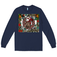 Navy Rodeo Santa Long Sleeve Tee - CowhideDigitalArt