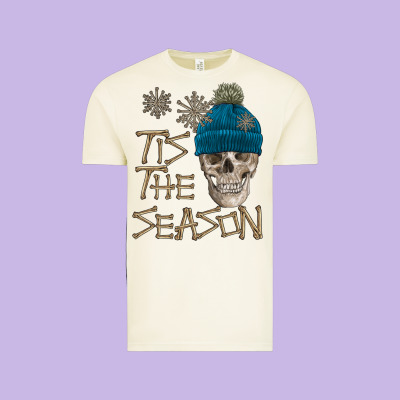Skull Tis The Season Winter Vintage Tee Designed By Fadigitalartstudio