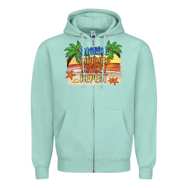 Sunrise Sunburn Sunset Repeat2 Zipper Hoodie by JahusDesignShop | Teevron