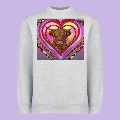 Highland Cow Valentine's Day Heavyweight Sweatshirt Designed By Ranaportraitstore