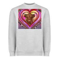 Heather Grey highland cow valentine's day Heavyweight Sweatshirt - RanaPortraitStore