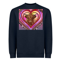 Navy highland cow valentine's day Heavyweight Sweatshirt - RanaPortraitStore