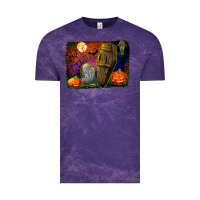 Cloud Purple headstone and coffin background Vintage Tee - BundleAndBundleShop