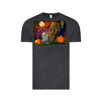 Vintage Black headstone and coffin background Vintage Tee - BundleAndBundleShop