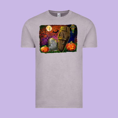 Headstone And Coffin Background Vintage Tee Designed By Bundleandbundleshop