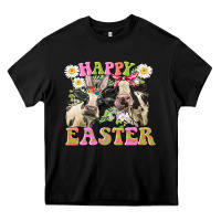 Black Happy Easter Heifers Easter Day Heavy Core Tee - CowGirlArtShop