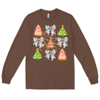Chestnut Christmas Trees And Bow Long Sleeve Tee - CowhideDigitalArt