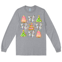 Heather Grey Christmas Trees And Bow Long Sleeve Tee - CowhideDigitalArt