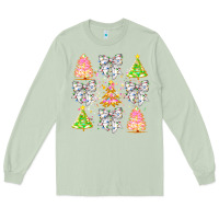 Matcha Christmas Trees And Bow Long Sleeve Tee - CowhideDigitalArt