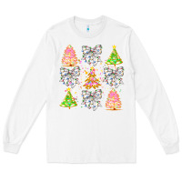 White Christmas Trees And Bow Long Sleeve Tee - CowhideDigitalArt