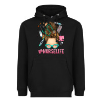 Black messy bun nurse life Heavyweight Hoodie - RanaPortraitStore