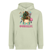 Matcha messy bun nurse life Heavyweight Hoodie - RanaPortraitStore