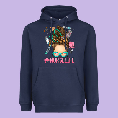 Messy Bun Nurse Life Heavyweight Hoodie Designed By Ranaportraitstore