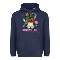 Navy messy bun nurse life Heavyweight Hoodie - RanaPortraitStore