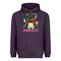 Plum messy bun nurse life Heavyweight Hoodie - RanaPortraitStore