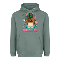 Sage messy bun nurse life Heavyweight Hoodie - RanaPortraitStore