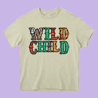 Western Wild Child Heavy Core Tee Designed By Jasminsmagicworld