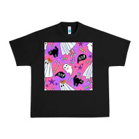 Black cute ghost halloween seamless pattern Urban Heavy Tee - BundleAndBundleShop
