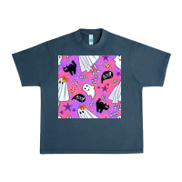 Midnight Navy cute ghost halloween seamless pattern Urban Heavy Tee - BundleAndBundleShop