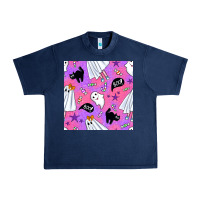 Navy cute ghost halloween seamless pattern Urban Heavy Tee - BundleAndBundleShop