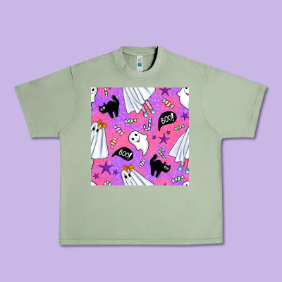 Cute Ghost Halloween Seamless Pattern Urban Heavy Tee Designed By Bundleandbundleshop