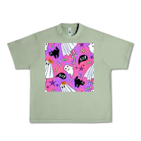 Oil Green cute ghost halloween seamless pattern Urban Heavy Tee - BundleAndBundleShop