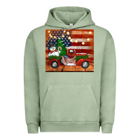 Pigment Oil Green christmas truck with american flag Urban Hoodie - Jasminsmagicworld