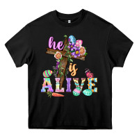 Black He is alive Easter Day Heavy Core Tee - CowGirlArtShop