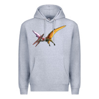 Heather Grey dinosaur pterodactyl Premium Hoodie - Artiststas