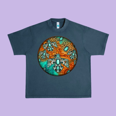 Western Pattern Circle Urban Heavy Tee Designed By Jasminsmagicworld