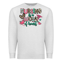 Oatmeal Heather nursing is a work of heart Premium Sweatshirt - RanaPortraitStore