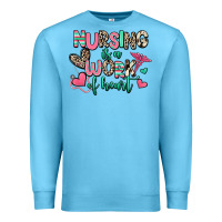Ocean Blue nursing is a work of heart Premium Sweatshirt - RanaPortraitStore