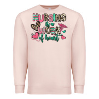 Pale Pink nursing is a work of heart Premium Sweatshirt - RanaPortraitStore