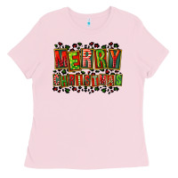 Bubblegum Pink merry christmas Ladies Tee - FaDigitalArtStudio