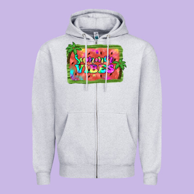 Summer Vibes Watermelon Zipper Hoodie Designed By Jahusdesignshop