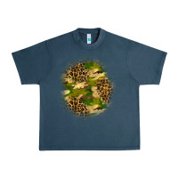 Midnight Navy camouflage and leopard patch Urban Heavy Tee - BundleAndBundleShop